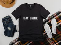Day Drink Bella & canvas heather gray T paired with medium washed jeans and white sneakers.