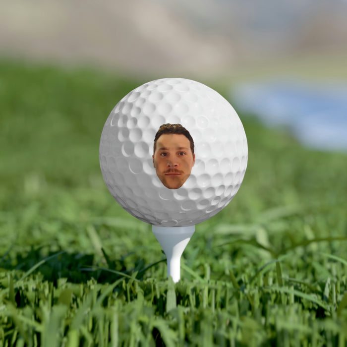 Josh Allen Face Golf Ball on tee.