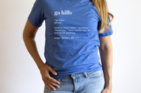 Go Bills definition tee in heather true royal paired with light wash jeans. 