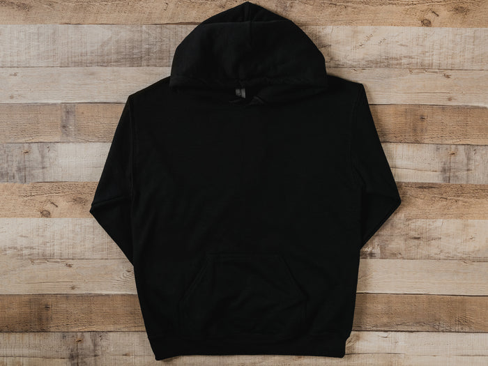 Backside of Go Bills definition hoodie in black.
