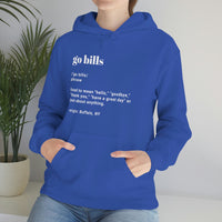 Go Bills definition hoodie in royal blue paired with light wash jeans.